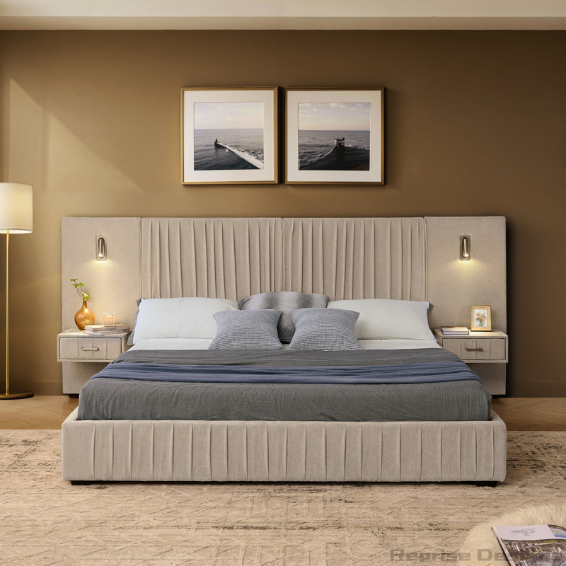 King Size Upholstered Bed Frame, King, Teal