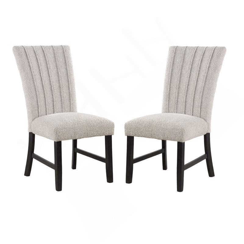 Classic Parson Chair Grey Boucle Fabric 2Pc
