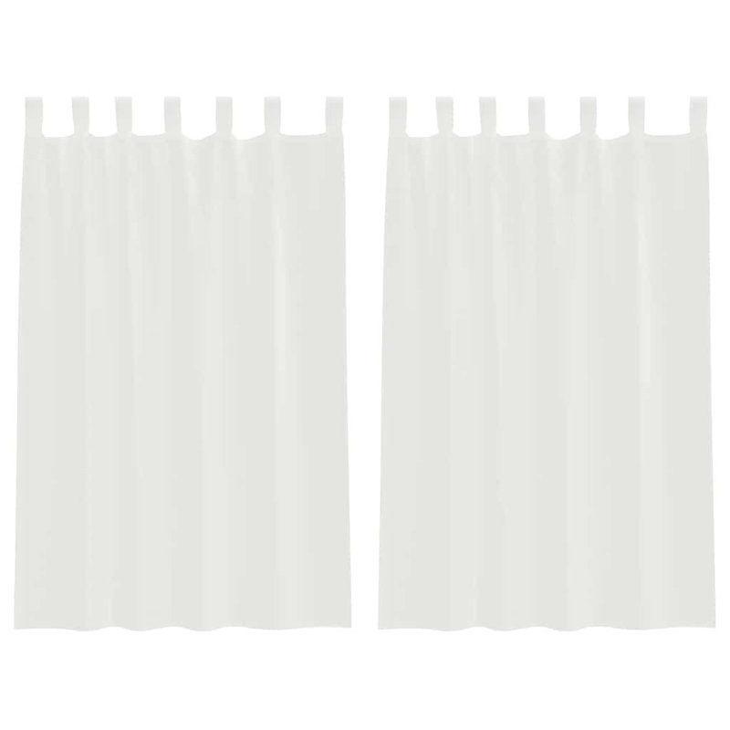 Voile Curtains With Tab Top 2 Pcs, 140cm Width x 175cm Drop, White