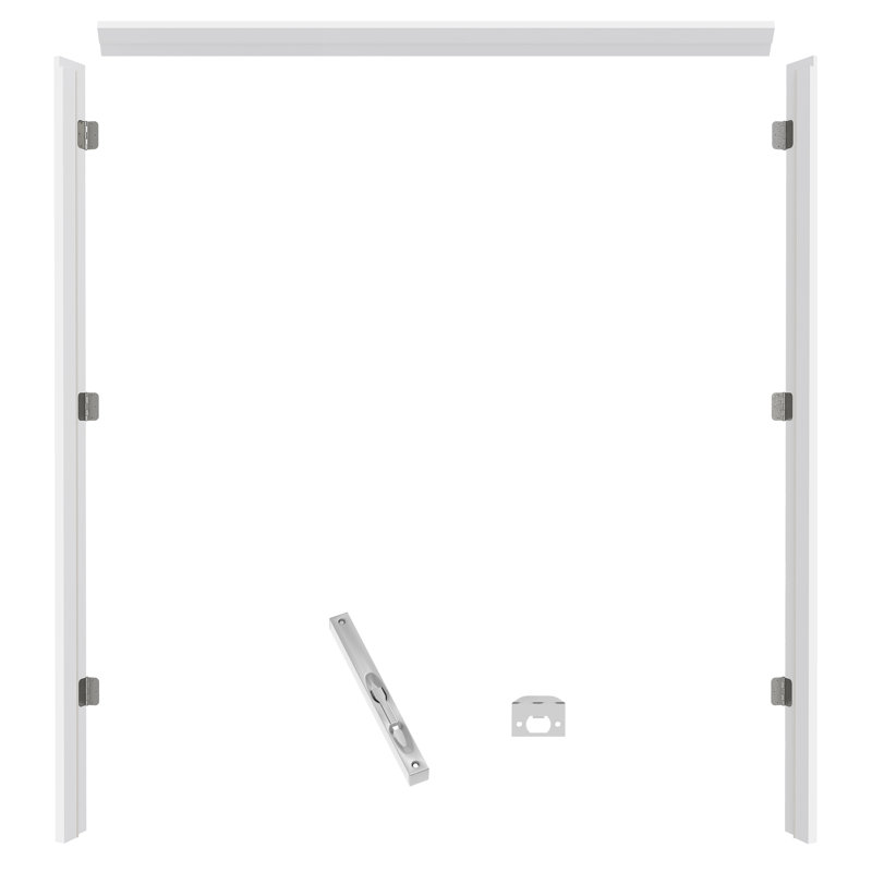 Porte d'entrée double blanche en verre transparent avec charnières argentées et boulon affleurant Prehung, 64"X80"