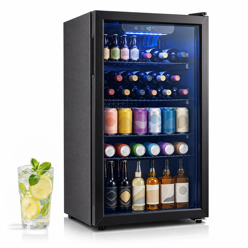 120 Can Beverage Refrigerator Beer Wine Soda Drink Cooler Mini Fridge