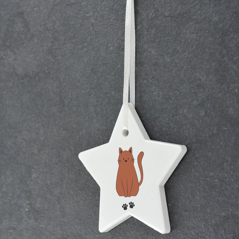 Vivid Squid Wholesale Santa Paws Cat Star Shaped Ceramic Ornament
