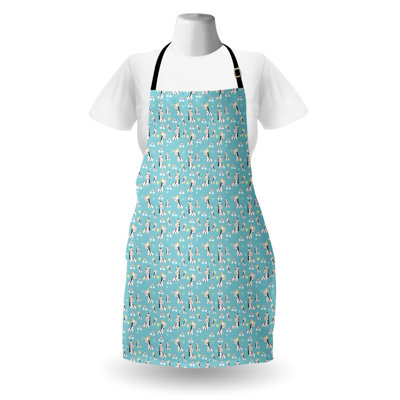 East Urban Home Jungle Cartoon Apron Unisex Cheerful Zebra Heart Adult Size Pale Sky Blue Multicolor