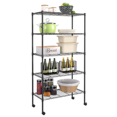 Rishaan 30'' W Metal Height -Adjustable Shelving Unit with Wheels