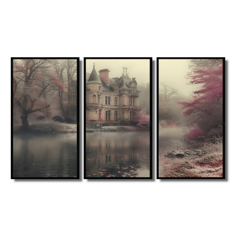 Soline - ensemble d'impressions murales Chateaus, H 28 po x l 36 po x P 1 po, Black Floater Framed Canvas