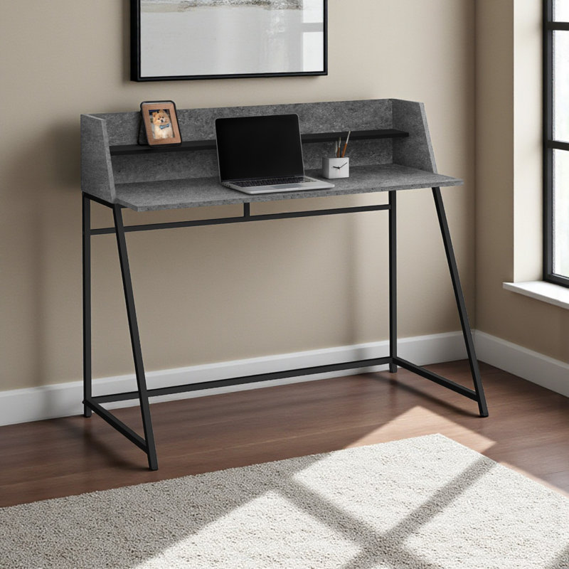 Ellingham Hutch With Shelf Computer Desk in Gray with Metal Finish, 38.95" H X 47.14" W X 23.46" D