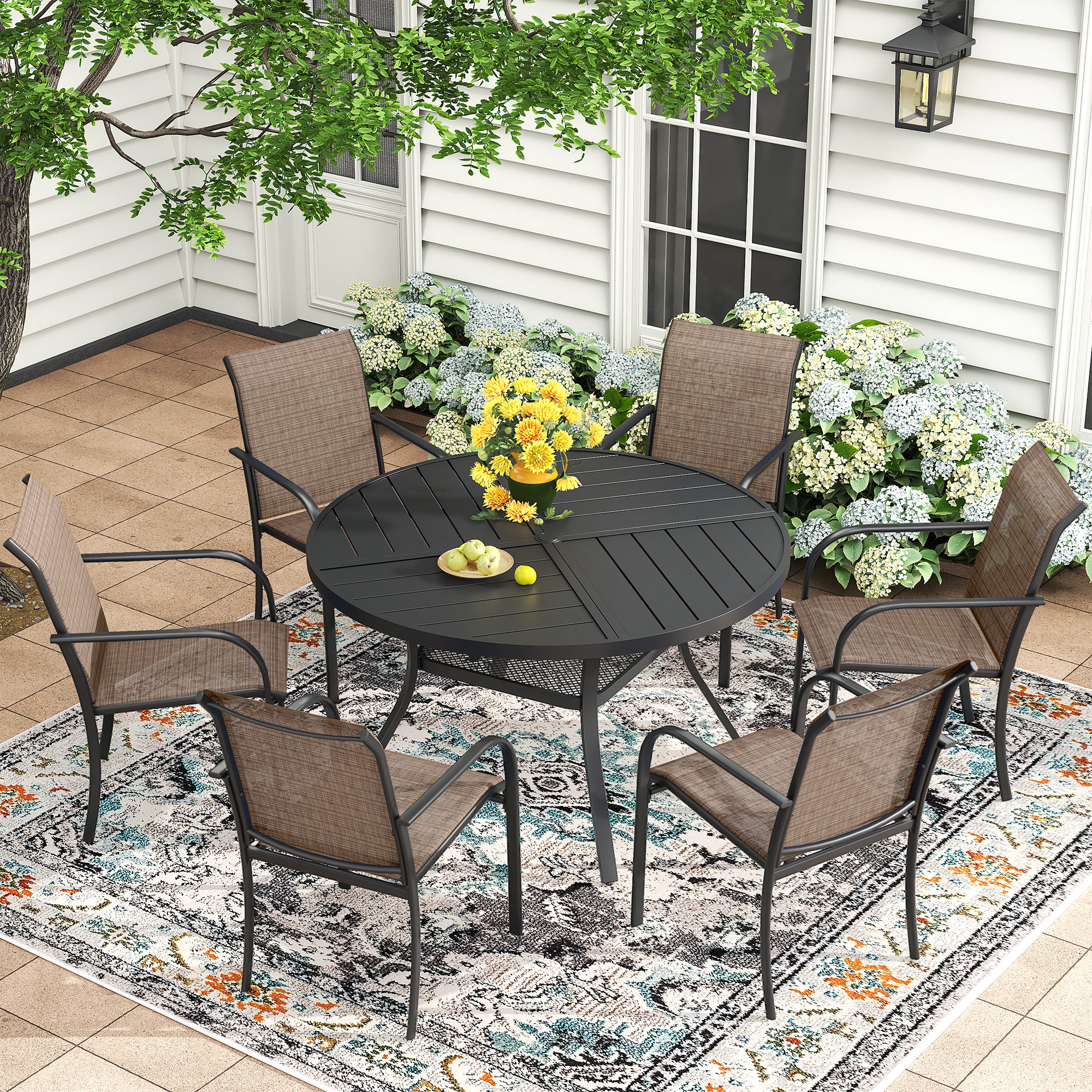 Lark Manor™ 6-Person Outdoor Patio Dining Set With Round Table | Wayfair