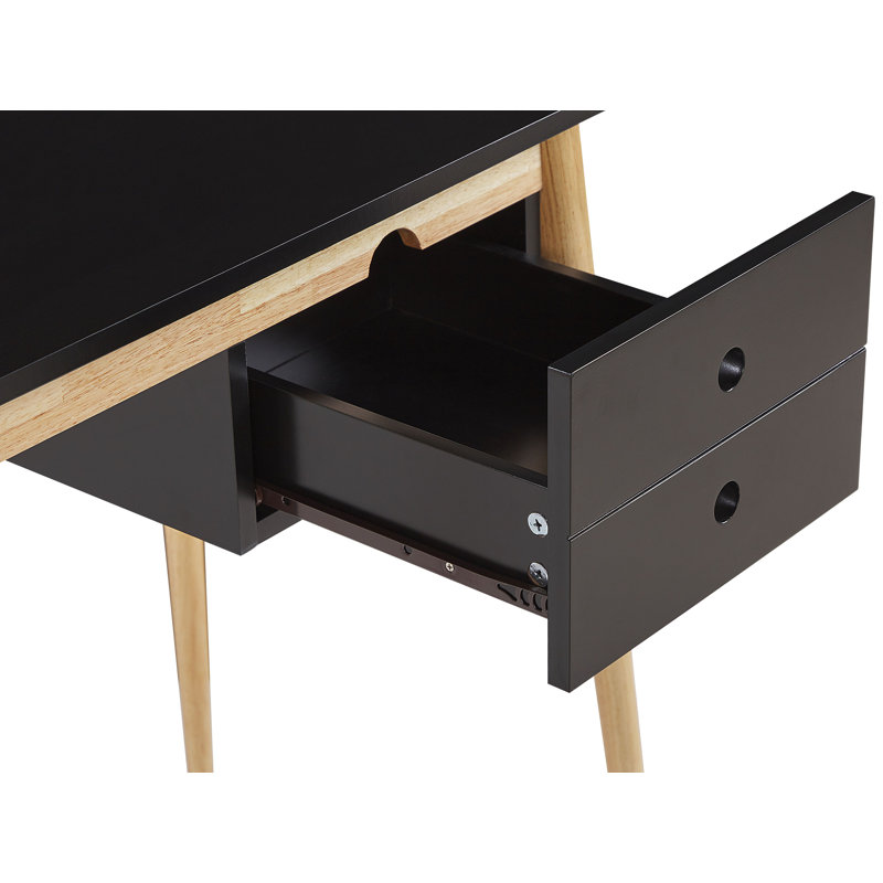 Ned Solid Wood Base Writing Desk, Black
