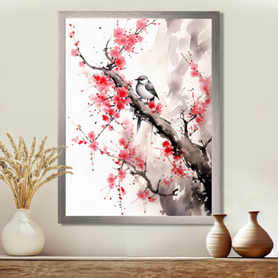 Art asiatique, oiseau Sumi, sérénité - impression