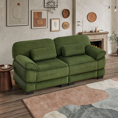 Modular Corduroy Loveseat with Seat Cushions and Arms