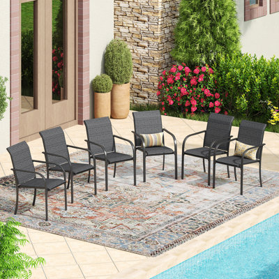 Rikelme Premium All-Weather Wicker Outdoor Stacking Dining Armchair