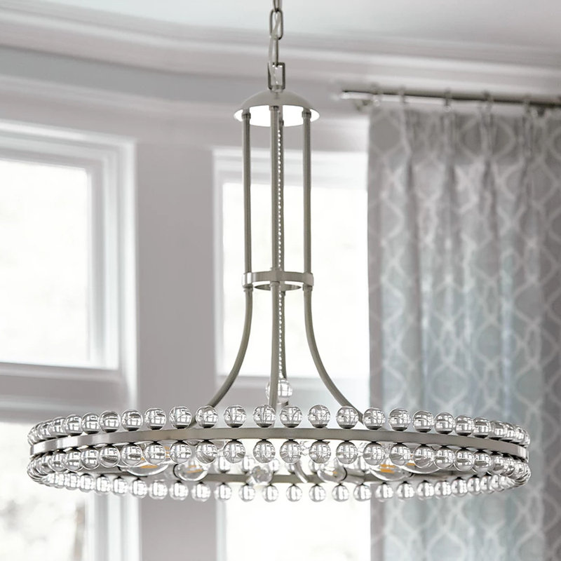 Clover 12-Light Crystal Pendant, 28.75", Aged Brass