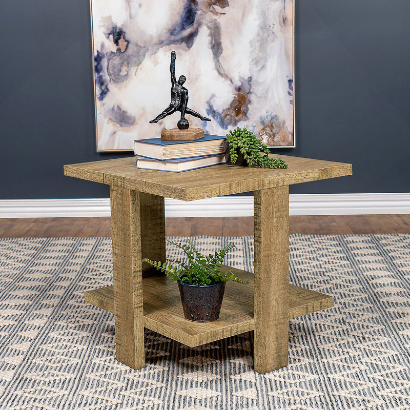 Square End Table With One Open Shelf