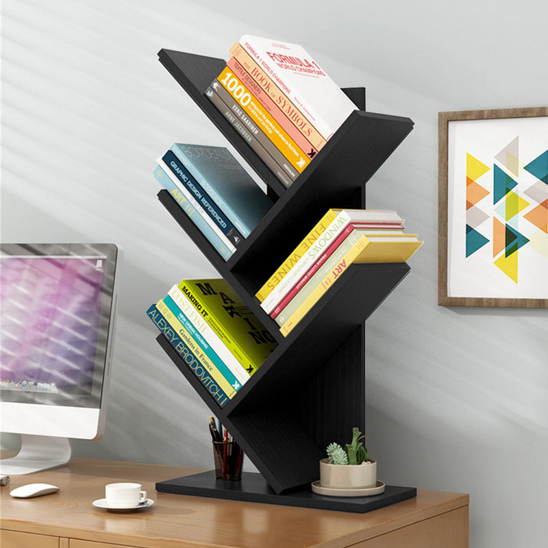 Aerowyn Geometric Bookcase, (6 Shelves) 60cm. H x 31cm. W x 17cm. D, Natural