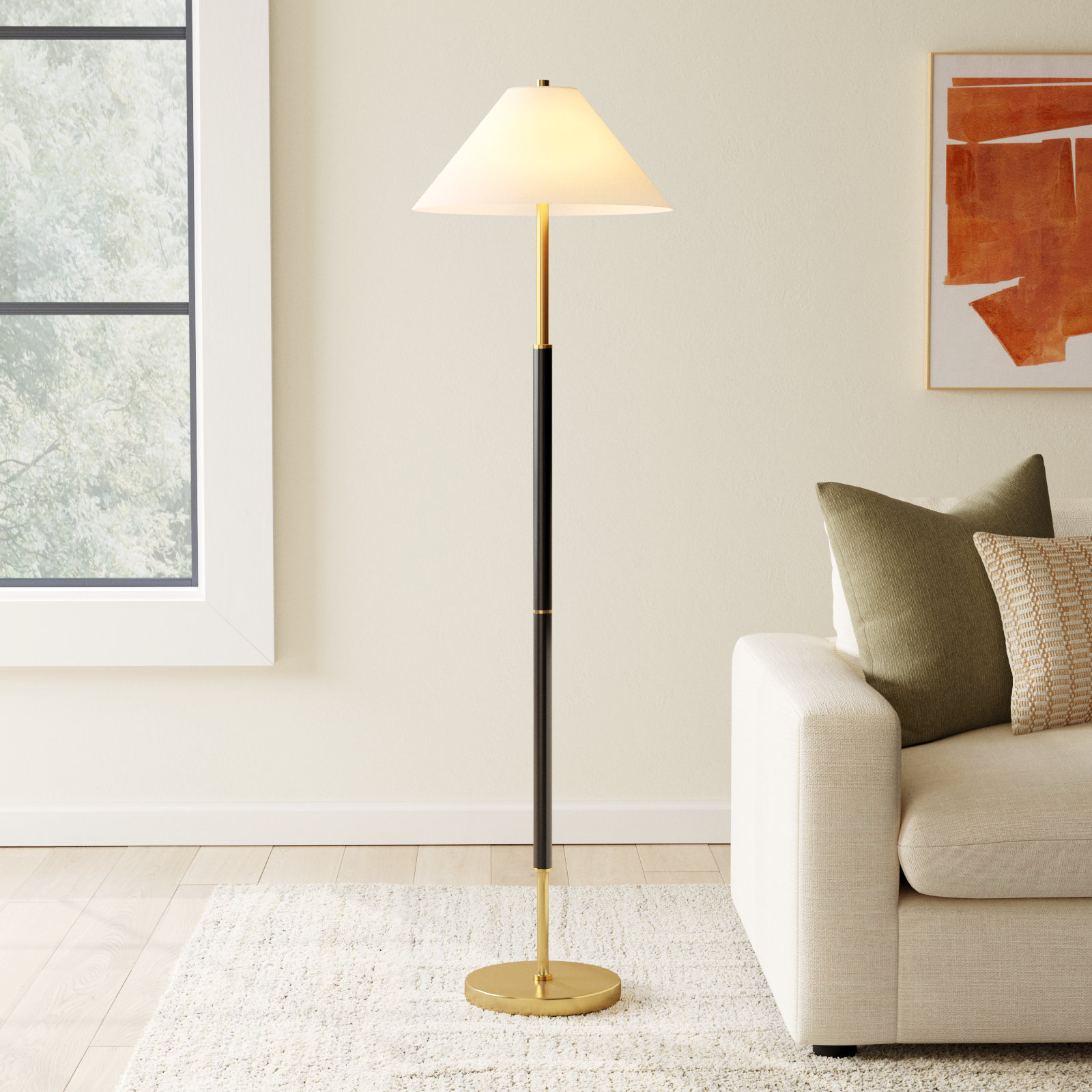 Vino 61.5'' Floor Lamp, Matte Black/Brass