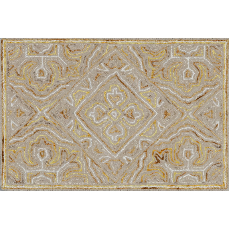 Rhodes Hand-Tufted Cut/Loop Pile Textured Medallions Wool Rug, 2' x 3'