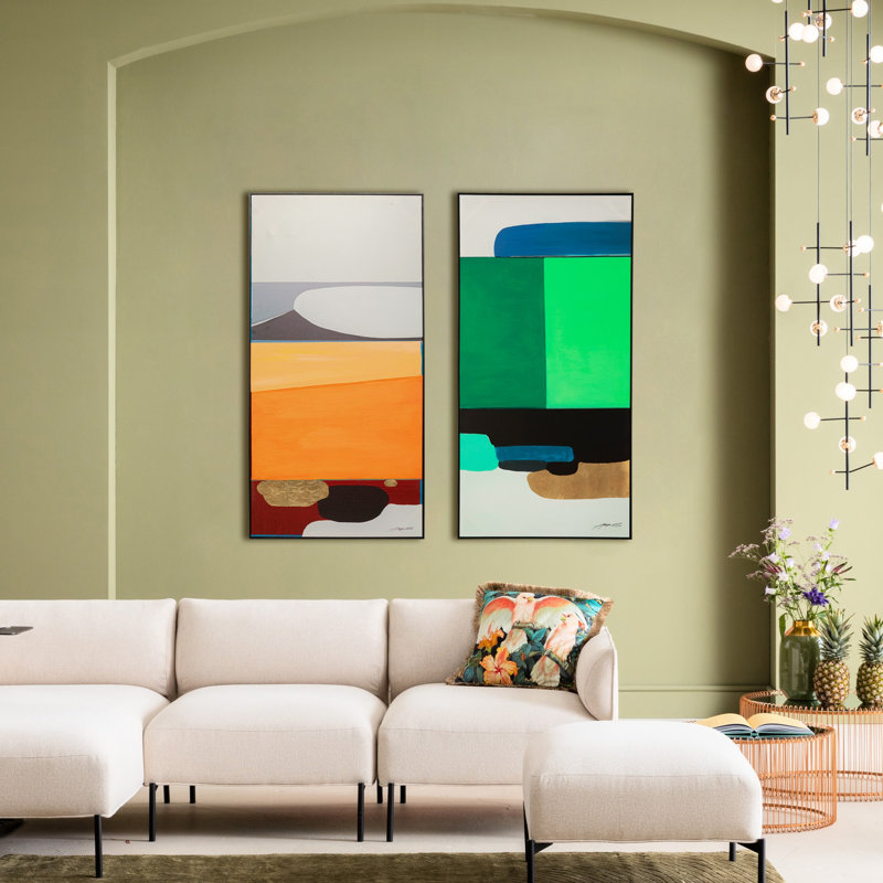 Abstract Shapes Orange - Single Picture Frame Painting on Canvas