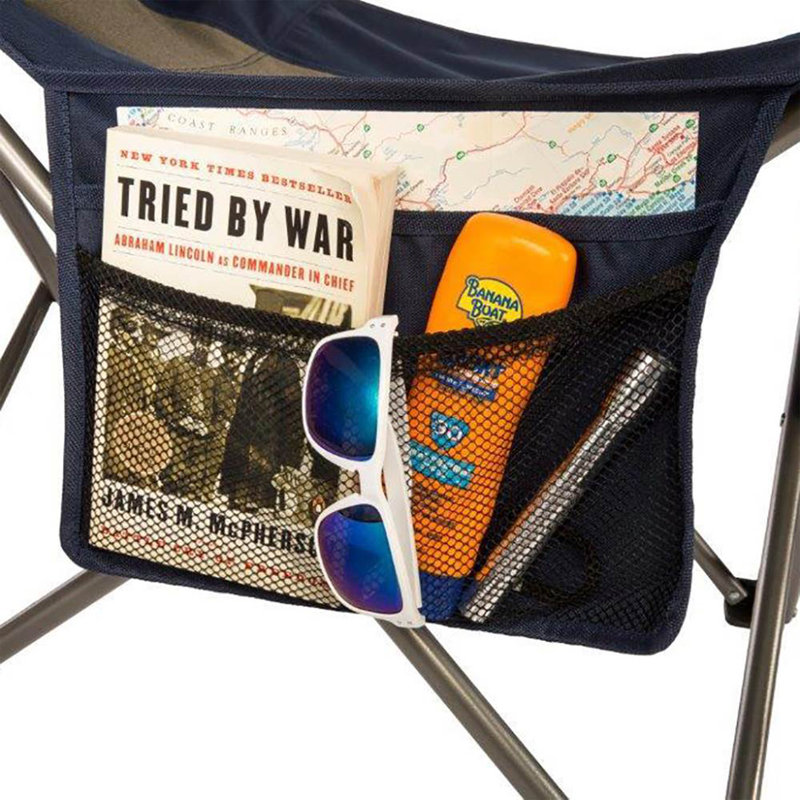 Navy & Tan Outdoor Folding Camping Chair with Detachable Footrest