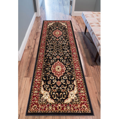 Belliere Medallion Kashan Black Traditional Rug