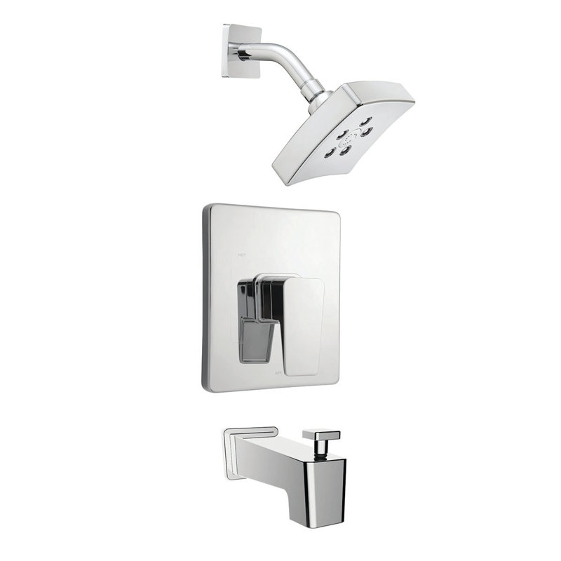 Kubos Thermostatic and Pressure-Balanced Tub and Shower Faucet, Polished Chrome