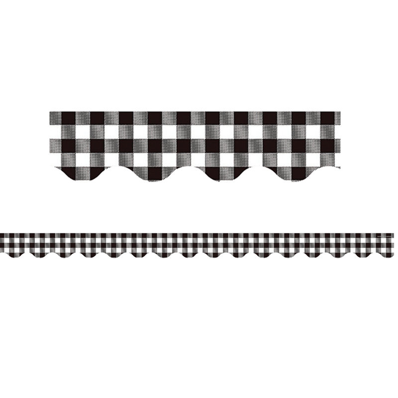 Bordure festonnée Gingham, Noir / blanc
