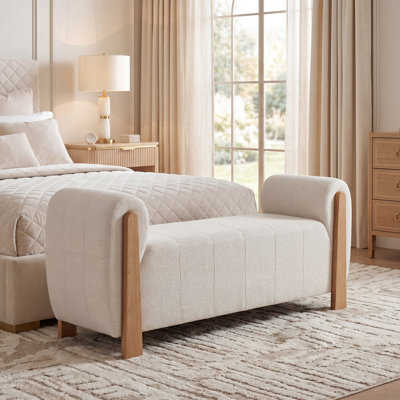 Upholstered Bench With Solid Wood Legs, Living Room Bench
