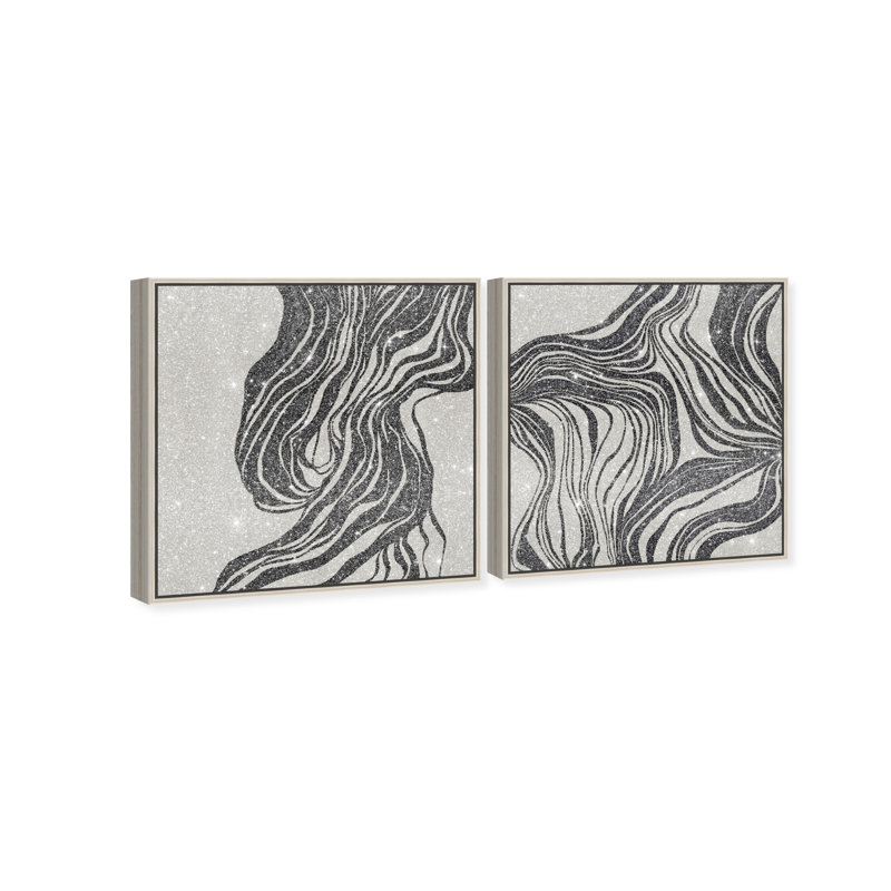Emotional Set Canvas Abstract Print by Oliver Gal, Black Frame, 12 x 12, 41"H x 41"W, Silver Floater Frame