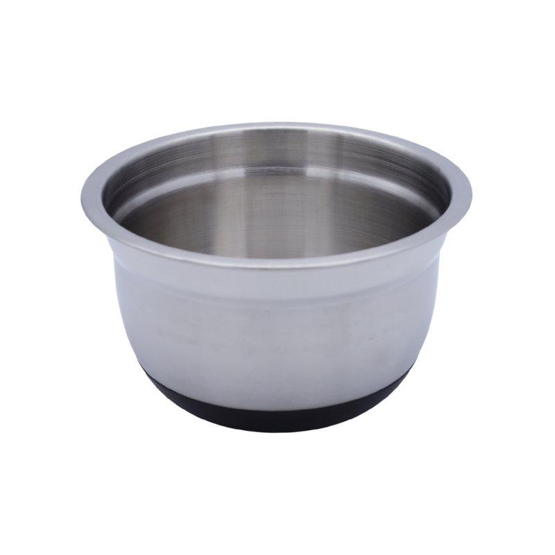 Buckingham Deep Salad Mixing Bowl Stainless Steel With Black Silicone Base, 26cm