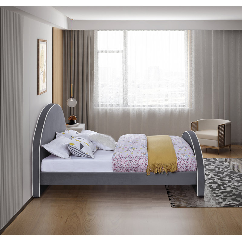 Hilbrand Upholstered Unfinished Panel Bed, Grey Velvet, Full