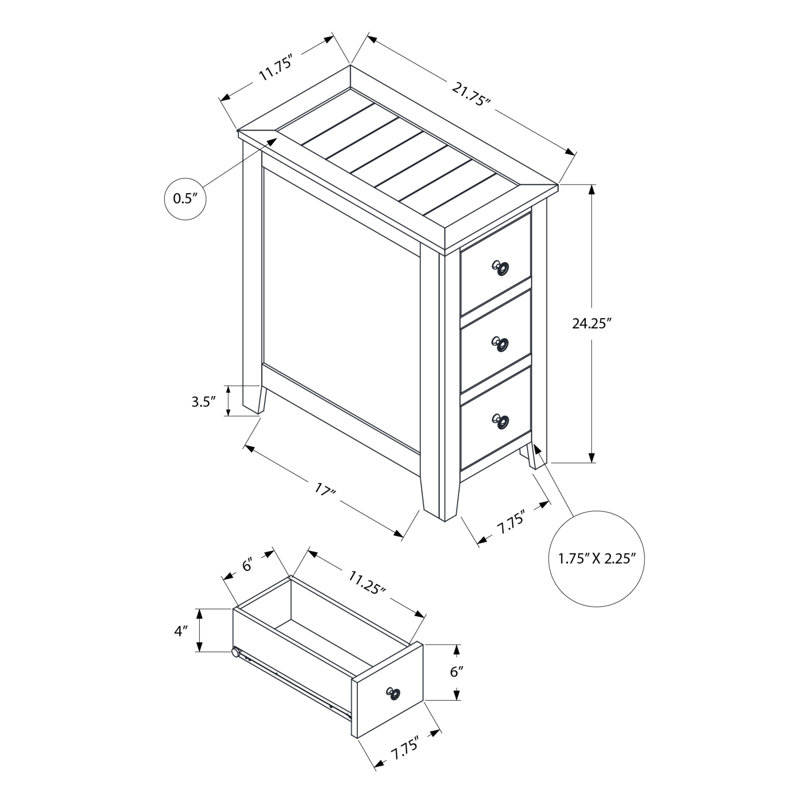 Solanus 3 - Drawer End Table, Brown