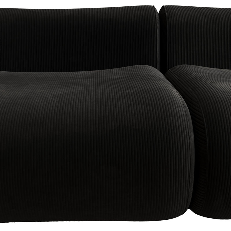 Canapé modulaire en velours côtelé de 113 po avec repose-pieds, canapé surdimensionné pour salon, Corduroy, Noir