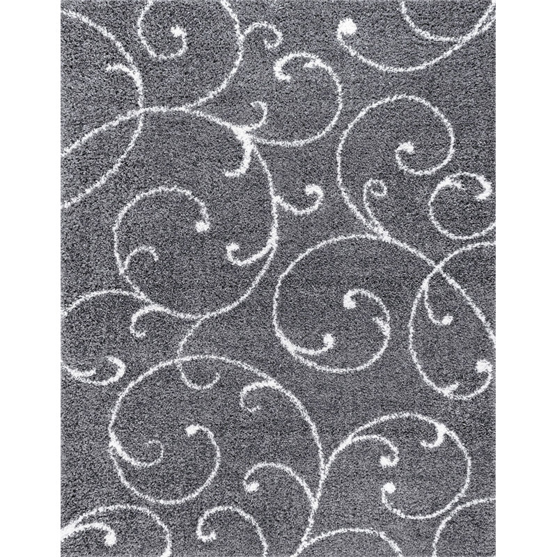 Tapis gris foncé à poils longs Roanoke, Rectangle 3 pi 3 po x 5 pi