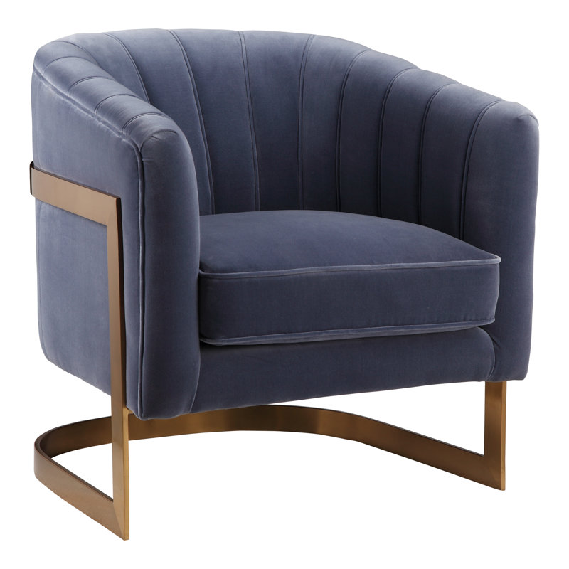 Carr Barrel Chair, Blue Cotton Blend