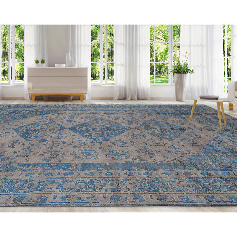 Neo Villa Oriental Area Rug in Beige/Blue, Rectangle 9' x 12'2"
