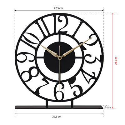 Elegant Black Decorative Clock, 9.8 inches Diameter | 100% Metal Construction, Thickness: 0.06 inches | Silent Mechanism, Operates on 1 AA Battery (Not Included) | Perfect for Home or Office Décor, Timeless Design