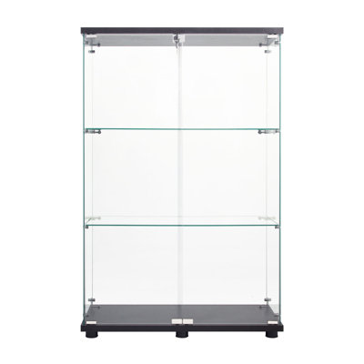 Two Door Glass Cabinet Glass Display Cabinet With 3 Shelves