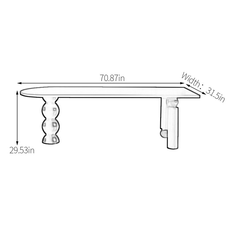 Rolinde, H 29,53 po x L 70,87 po x l 31,5 po