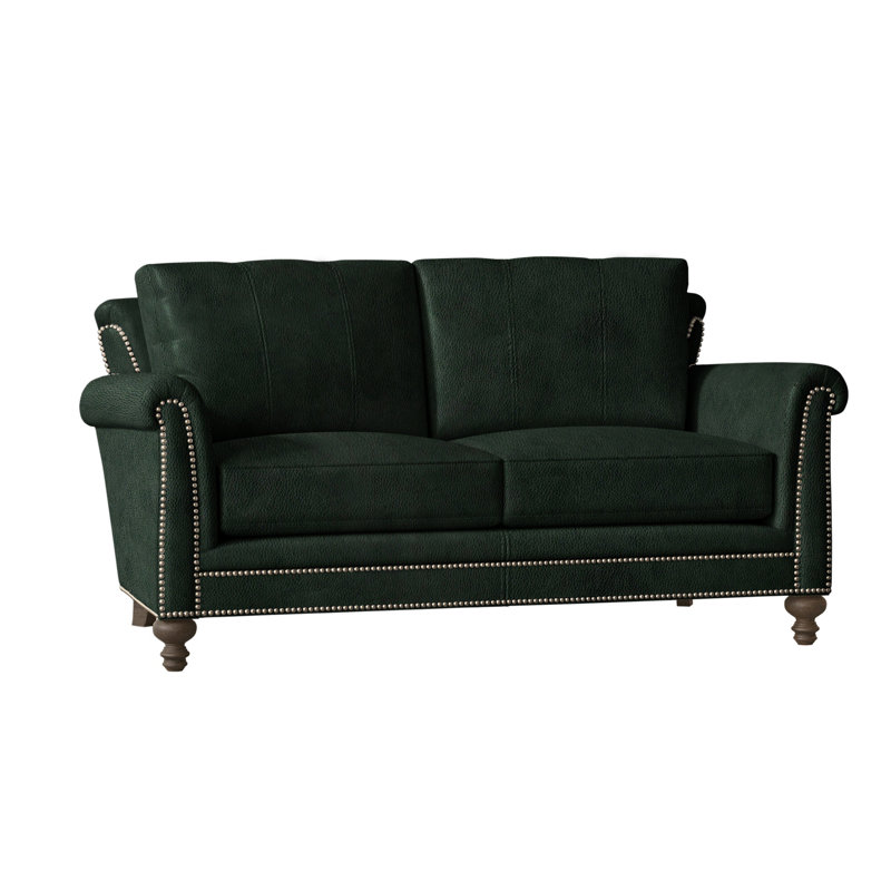 Richardson Loveseat, Nickel, Cobblestone, Anilina Hunter Genuine Leather