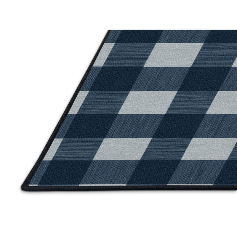 Tapis gris à carreaux lavable à la machine, Rectangle 4 pi x 6 pi