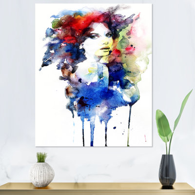 «Colorful Fashionista Woman Portrait III», décoration murale sur toile glam