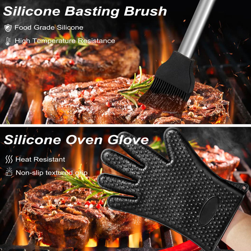 Ensemble 26 pièces d'outils de barbecue de camping, Argent