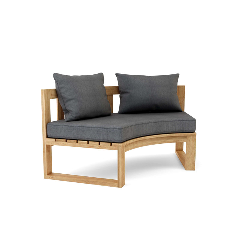 Circular Modular Outdoor Teak Bench, Cast Charcoal