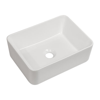 16"X12" Rectangular Ceramic Vessel Bathroom Sink - Modern, Stain- Mount Modern Stain-, Above Countertop