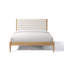 Élégante base de lit en bois avec tête de lit tapissier en chenille, design Mid-Century pour le confort et la durabilité