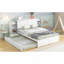 Lit plateforme double avec tablettes coulissantes et lit gigogne simple-1252756338