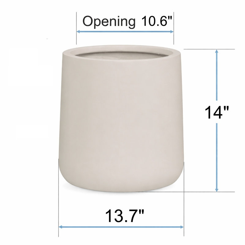 Kute Nest Indoor/Outdoor Contract Grade Medium Conico Fiberstone Planter H14" x D13.7" (Ethereal Mood) - Pot Opening 10.6"