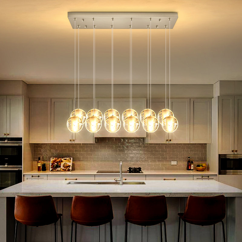 12-Light Rectangular Led Crystal Chandelier, Silver