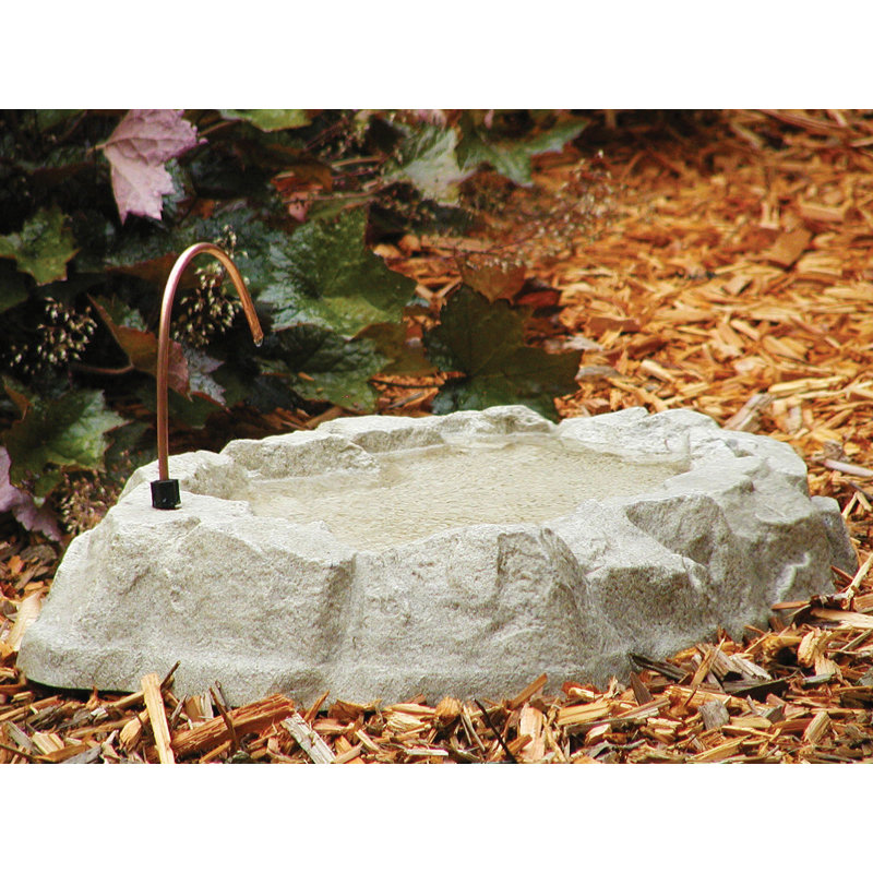 Rocky Mountain Tan Plastic Ground Level Bird Bath with Dripper