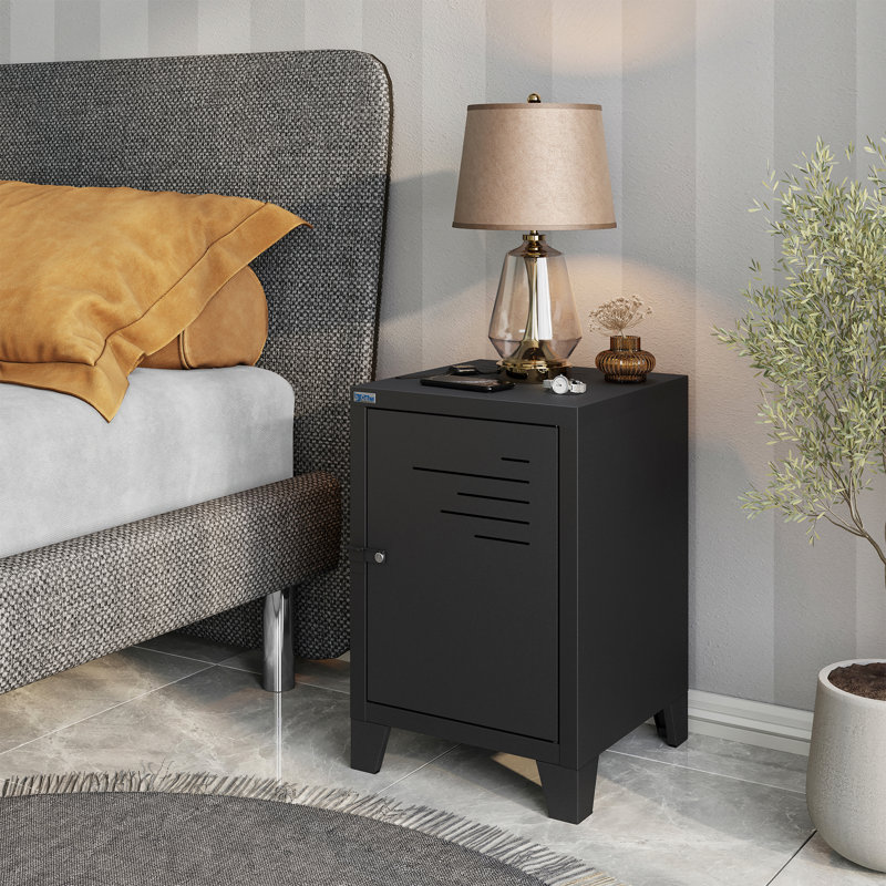 Table de chevet en acier, Noir