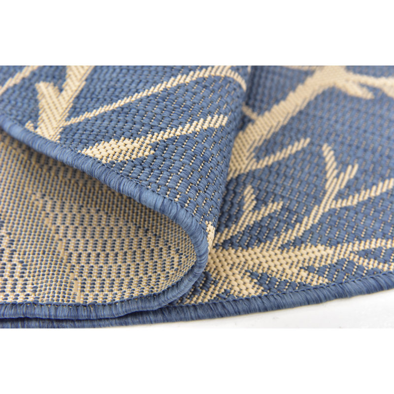 Tapis bleu intérieur / extérieur Andover, Carré 6 pi 1 po